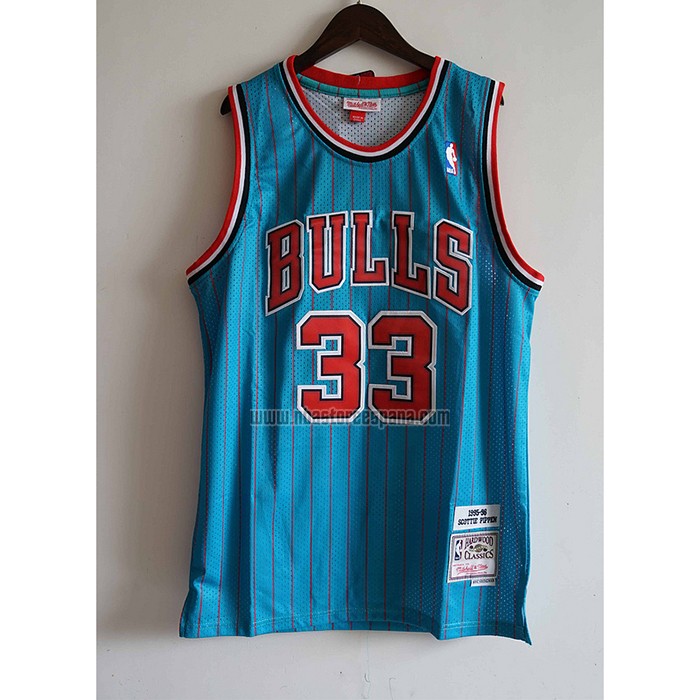 Camiseta Chicago Bulls Scottie Pippen NO 33 Mitchell & Ness 1995-96 Azul